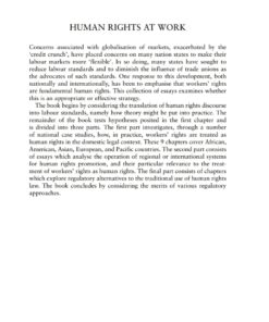 Human Rights at Work: Perspectives on Law and Regulation