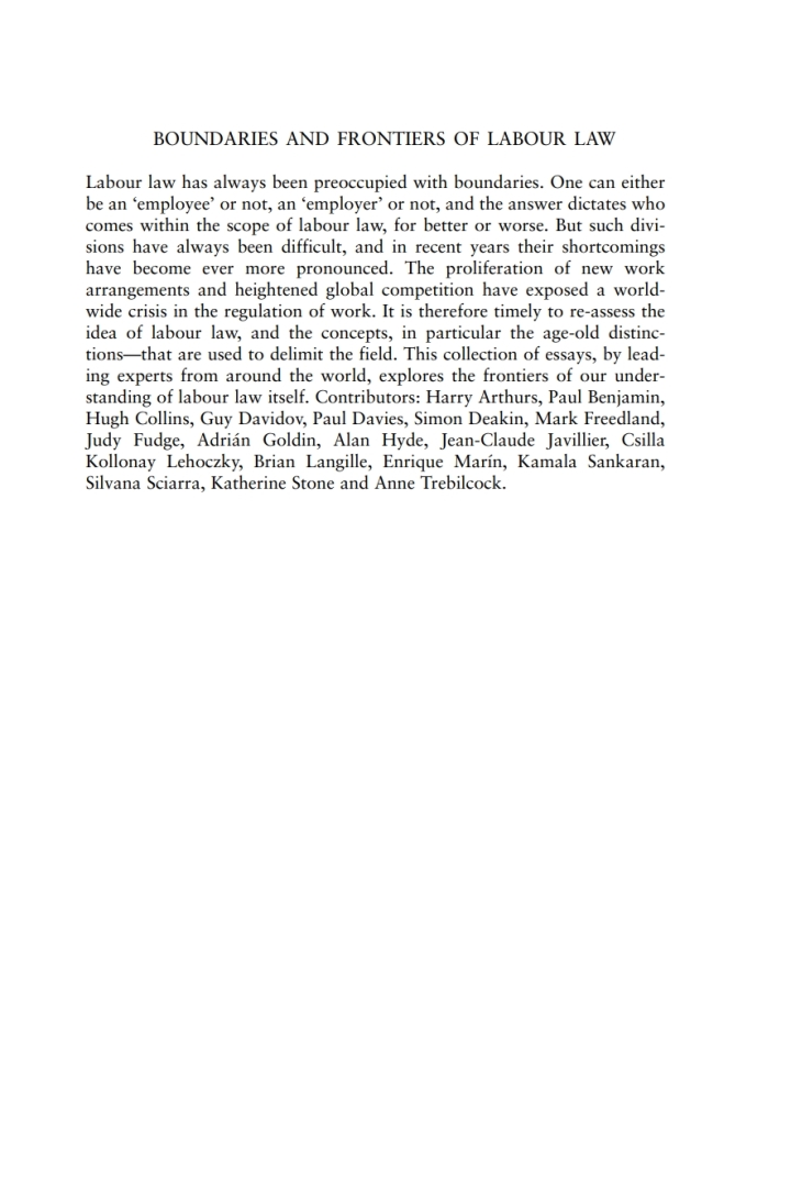 Boundaries and Frontiers of Labour Law: Goals and Means in the Regulation of Work