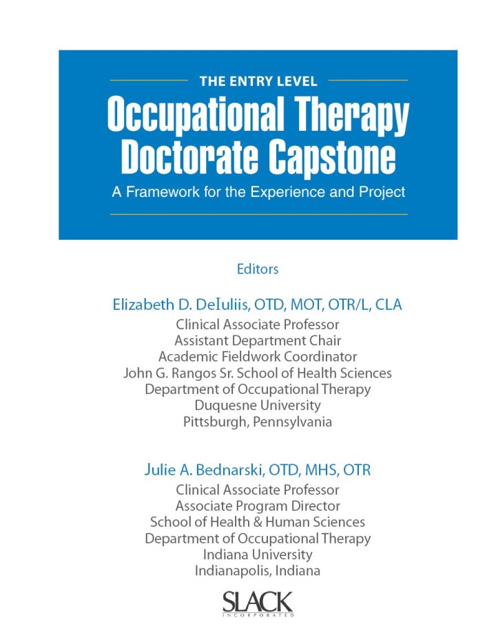 Entry-Level Occupational Therapy Capstone: A Framework for the Experience and Project