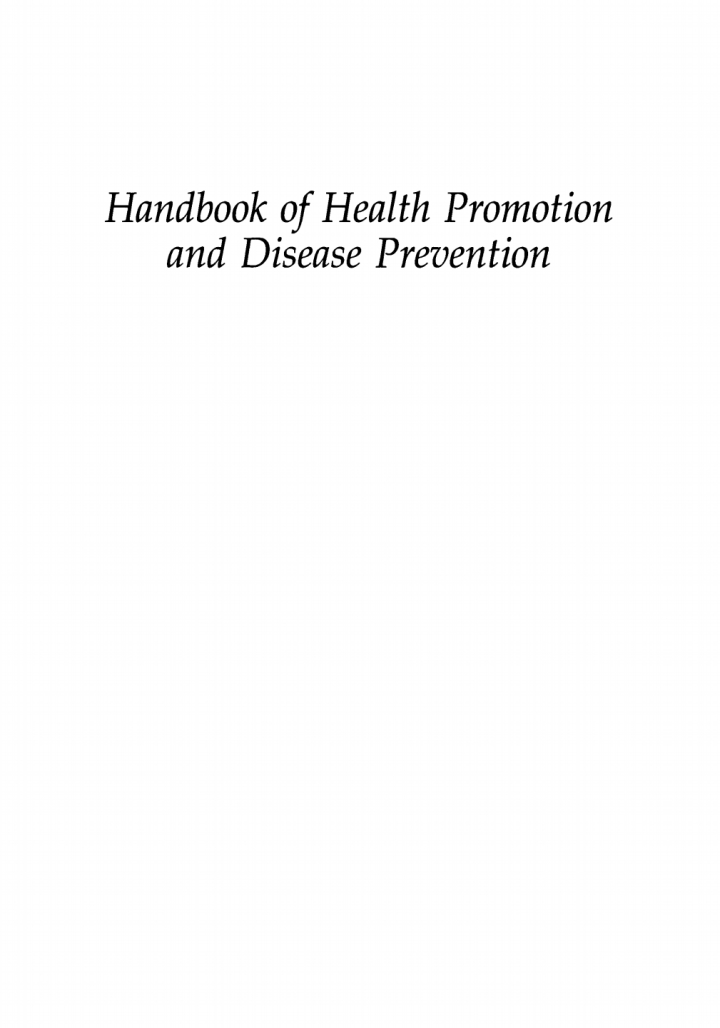 Handbook of Health Promotion and Disease Prevention