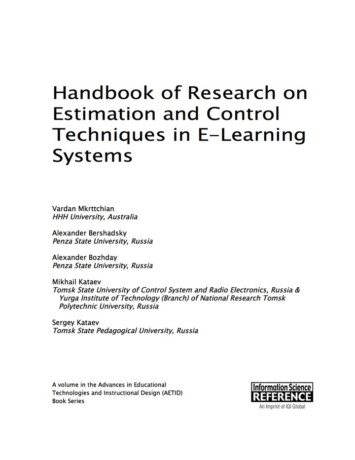 Handbook of Research on Estimation and Control Techniques in E-Learning Systems