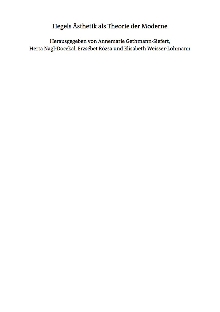 Hegels �sthetik als Theorie der Moderne