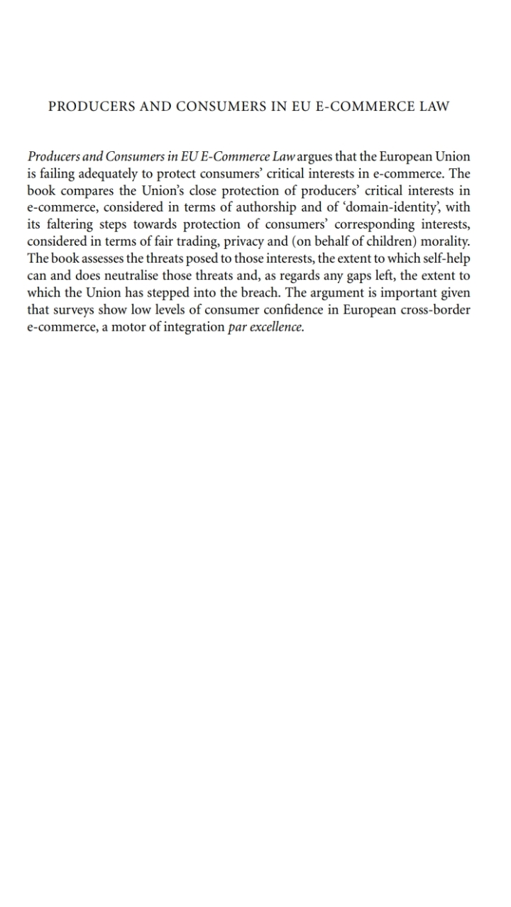 Internet and Electronic Commerce Law in the European Union