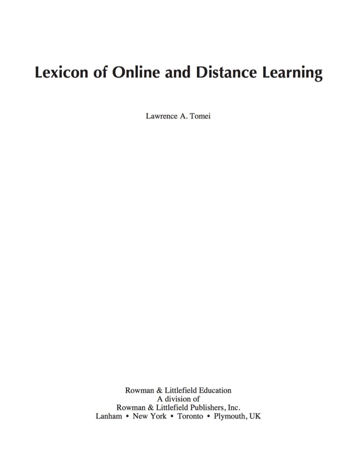 Lexicon of Online and Distance Learning