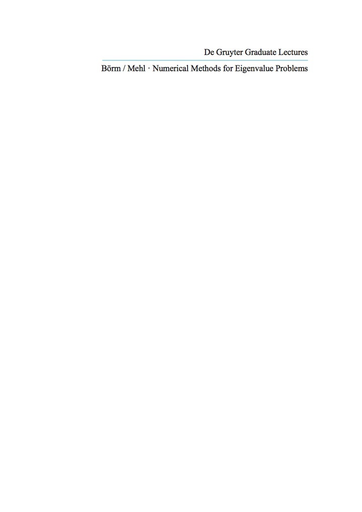 Numerical Methods for Eigenvalue Problems