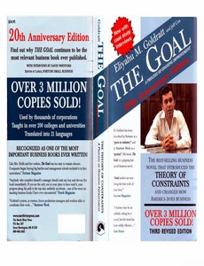 The Goal A process of ongoing improvement by Eliyahu M. Goldratt