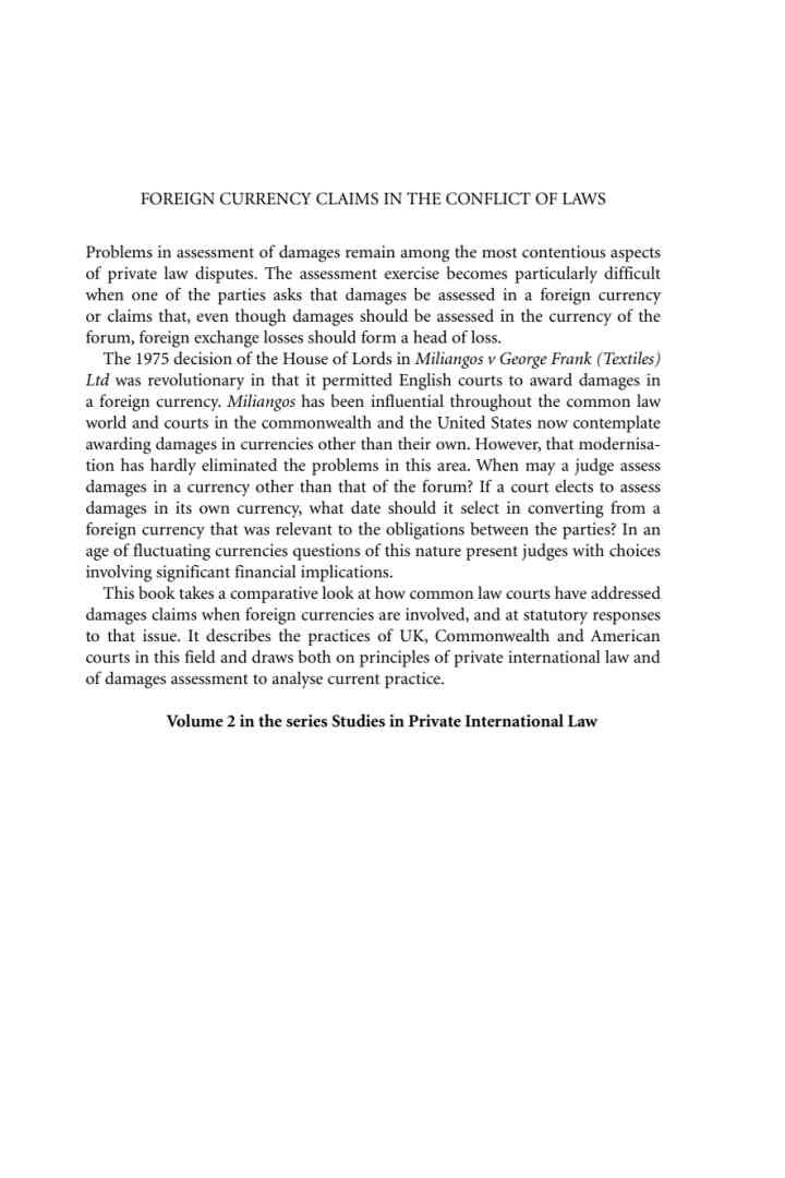 Foreign Currency Claims in the Conflict of Laws: The Law Applying to Nuclear Installations and Radioactive Substances in its Historic Context