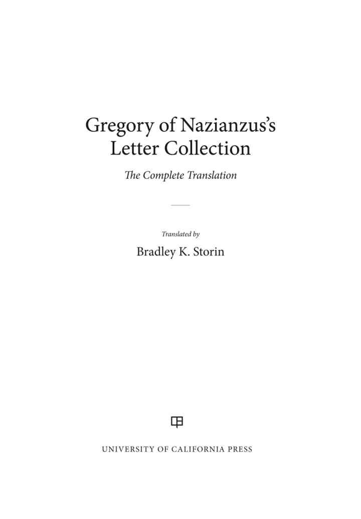 Gregory of Nazianzus's Letter Collection: The Complete Translation, 1st Edition