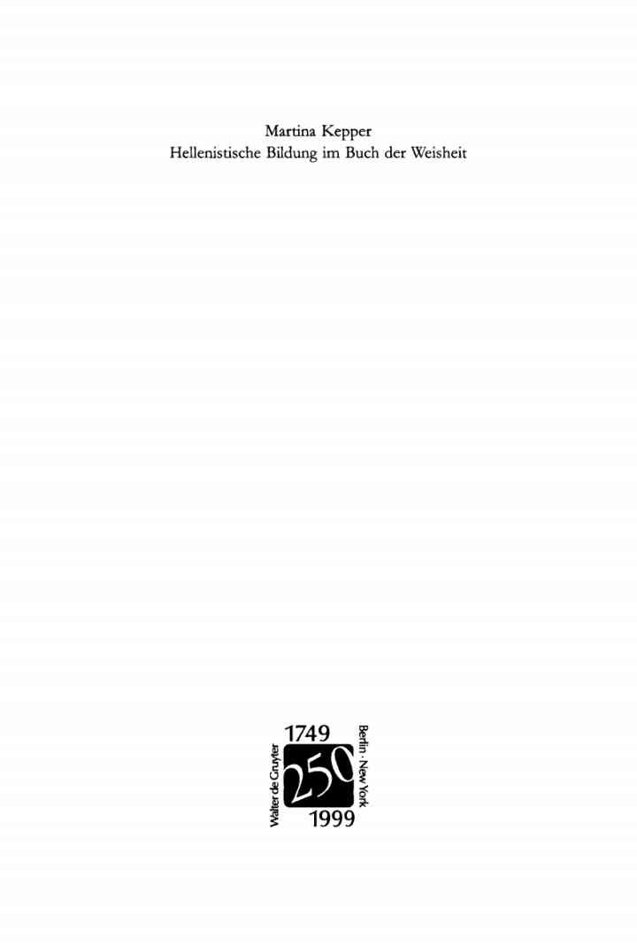 Hellenistische Bildung im Buch der Weisheit: Studien zur Sprachgestalt und Theologie der Sapientia Salomonis, 1st Edition