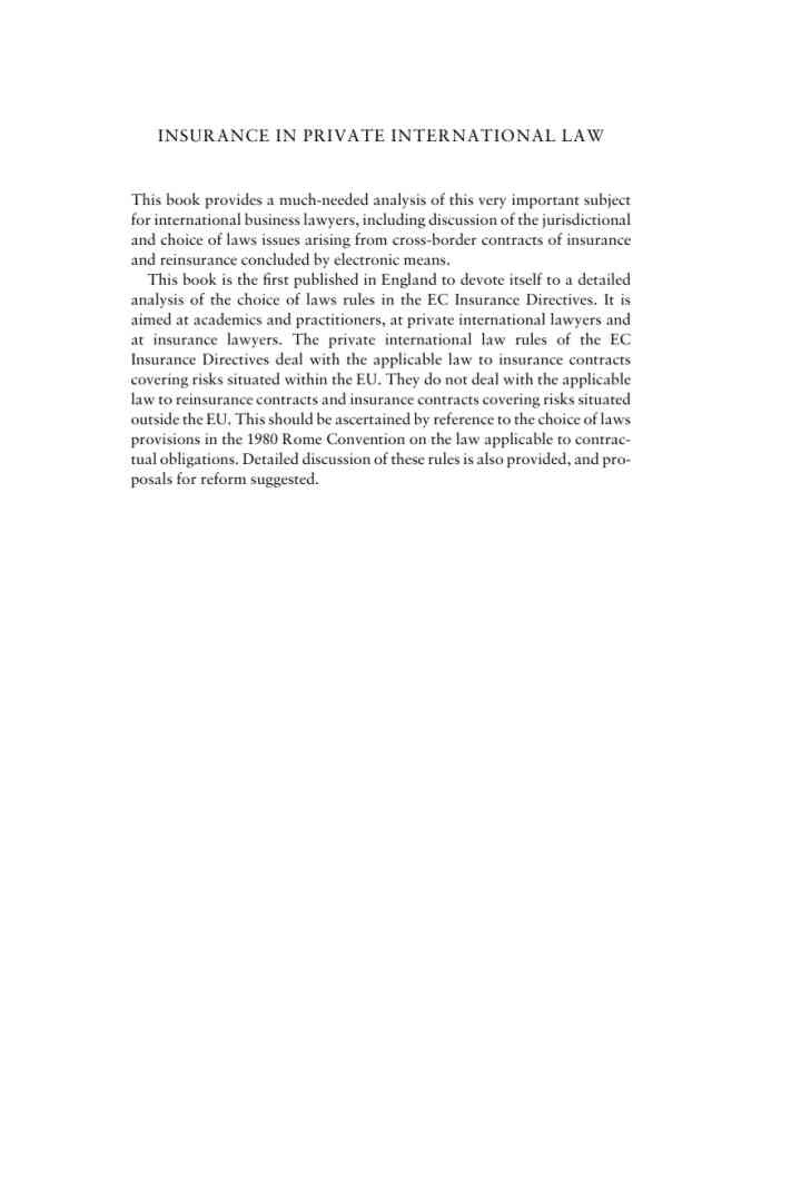 Insurance in Private International Law: A European Perspective