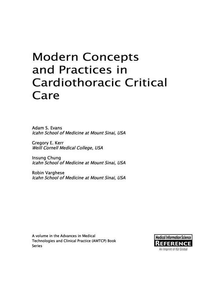 Modern Concepts and Practices in Cardiothoracic Critical Care