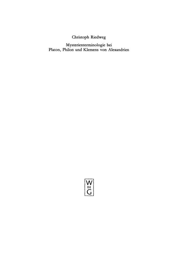 Mysterienterminologie bei Platon, Philon und Klemens von Alexandrien, 1st Edition
