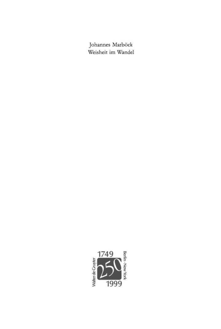 Weisheit im Wandel: Untersuchungen zur Weisheitstheologie bei Ben Sira. Mit Nachwort und Bibliographie zur Neuauflage, 1st Edition